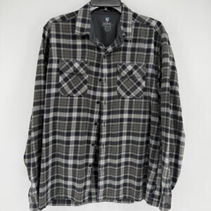 Kuhl Dillinger Flannel Shirt Mens Medium Gray/Green Plaid Long Sleeve Hiking